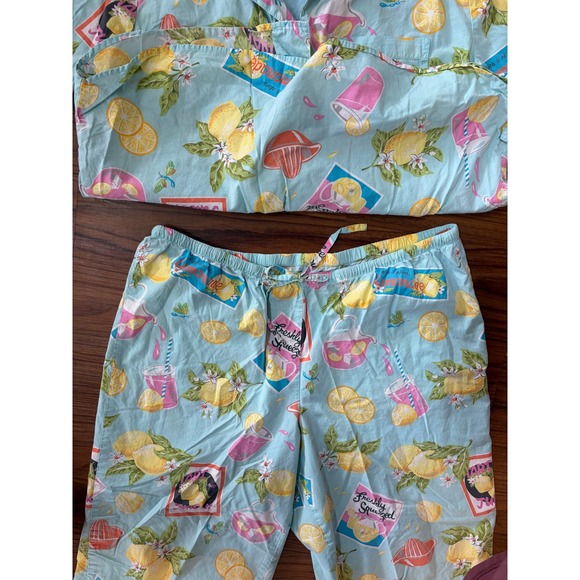 Lemonade Nick & Nora sleepware pajamas button front and pants, XL - Picture 4 of 6